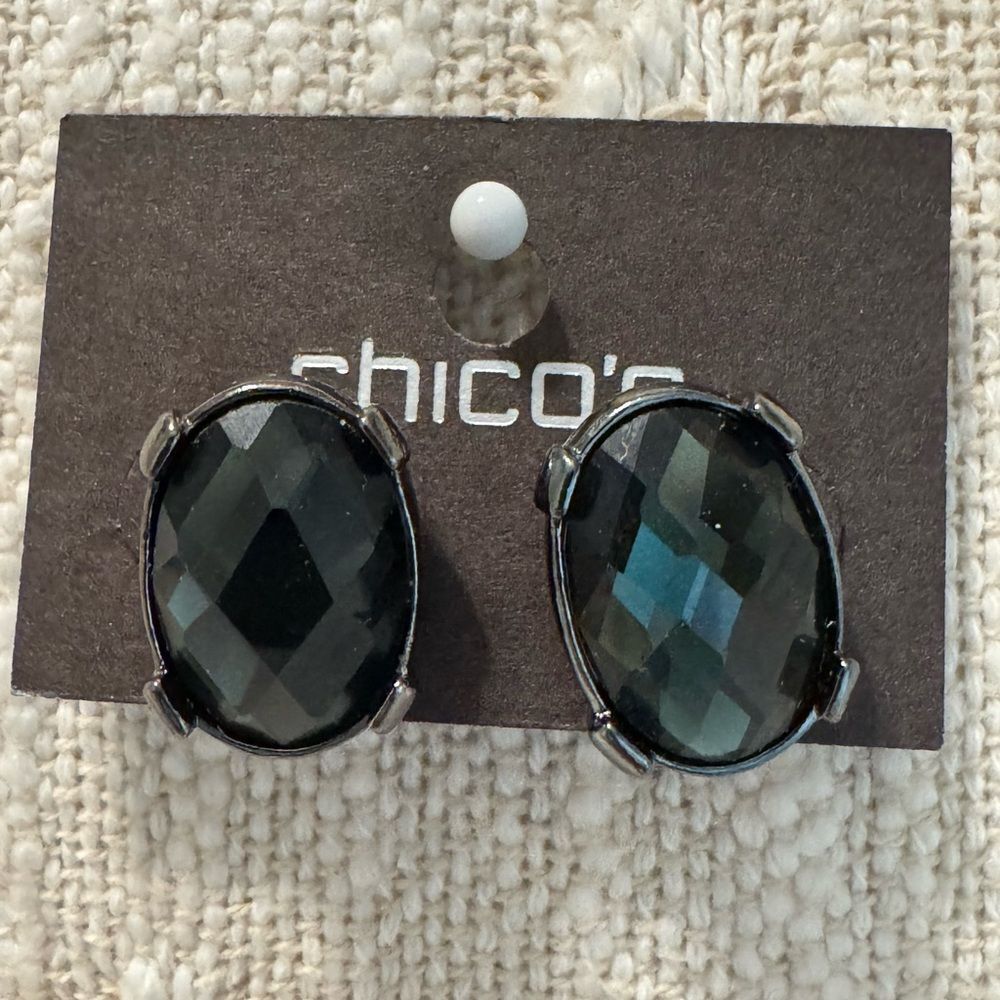 0273-Chico's Dark Green Faceted Earrings